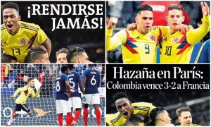 Galería: Así registró la prensa colombiana la victoria de la 'Tricolor' 3-2 ante Francia en París