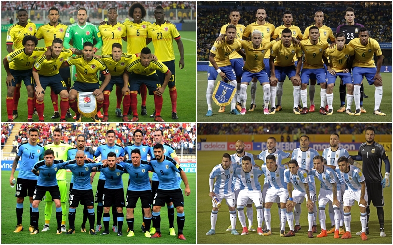 Colombia, Brasil, Uruguay y Argentina, con cupo directo a Rusia 2018
