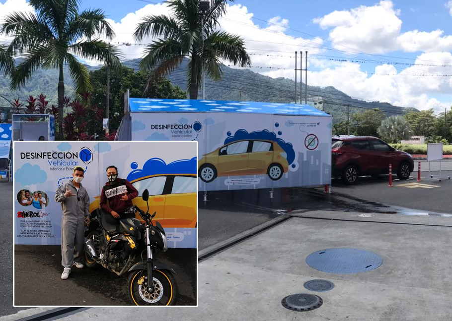 Hinchas del DEPORTES TOLIMA crean novedoso sistema desinfección vehicular para toda Colombia