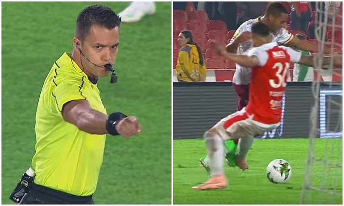 Nicolás Gallo, desastroso: Le quitó un penal claro a DEPORTES TOLIMA en su visita a Santa Fe