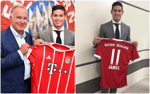 En su cumpleaños 26, James fue presentado como nuevo jugador del Bayern Múnich