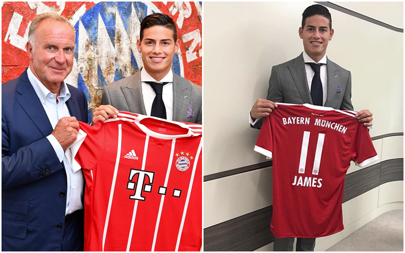 En su cumpleaños 26, James fue presentado como nuevo jugador del Bayern Múnich