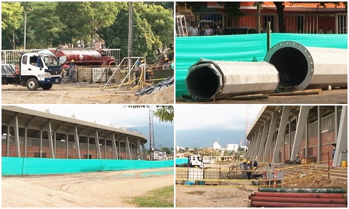 Avanzan las obras en la iluminación del estadio Murillo Toro de Ibagué, con miras a la Copa Libertadores
