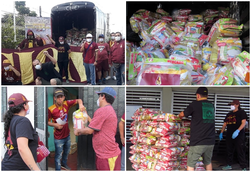 ¡Familia unida! La Revolución Vinotinto Sur y DEPORTES TOLIMA le llevaron ayudas a los hinchas 'Pijaos'