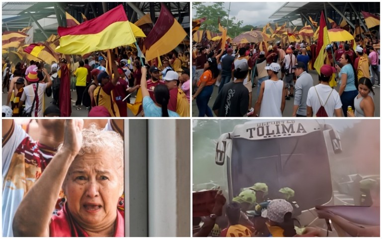 DEPORTES TOLIMA, en medio de una multitud, viajó a Medellín: así fue el colorido carnaval en Perales, previo a la final de la Liga ante Nacional