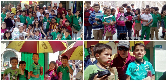 Hinchas del DEPORTES TOLIMA le alegraron la jornada escolar a niños de escasos recursos de Ibagué