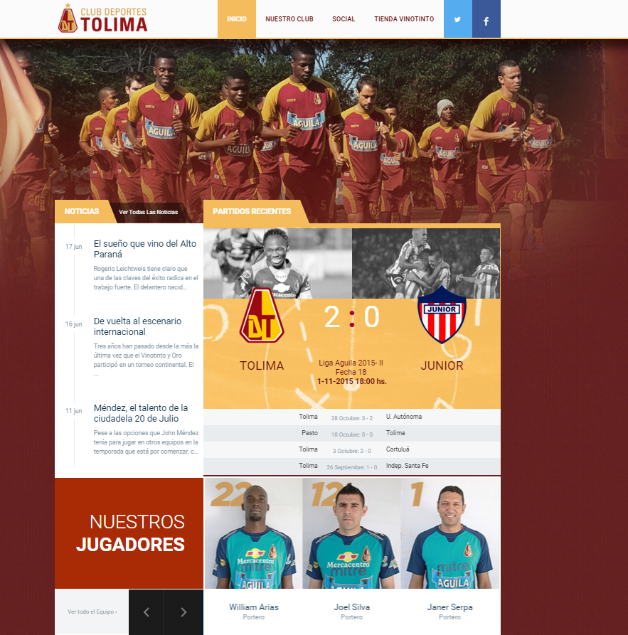 Galería: DEPORTES TOLIMA estrena diseño de página web