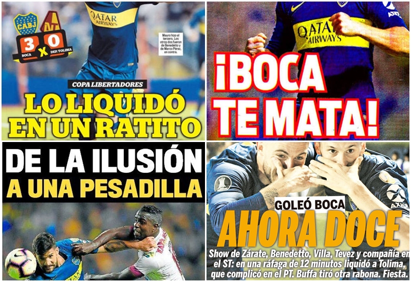 Las portadas que dejó el inédito choque entre DEPORTES TOLIMA y Boca Juniors en La Bombonera
