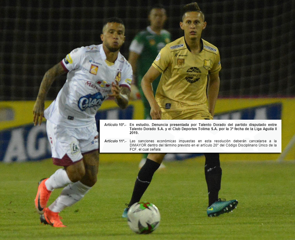 Reclamación de puntos de Águilas Doradas contra DEPORTES TOLIMA sigue en estudio por Dimayor