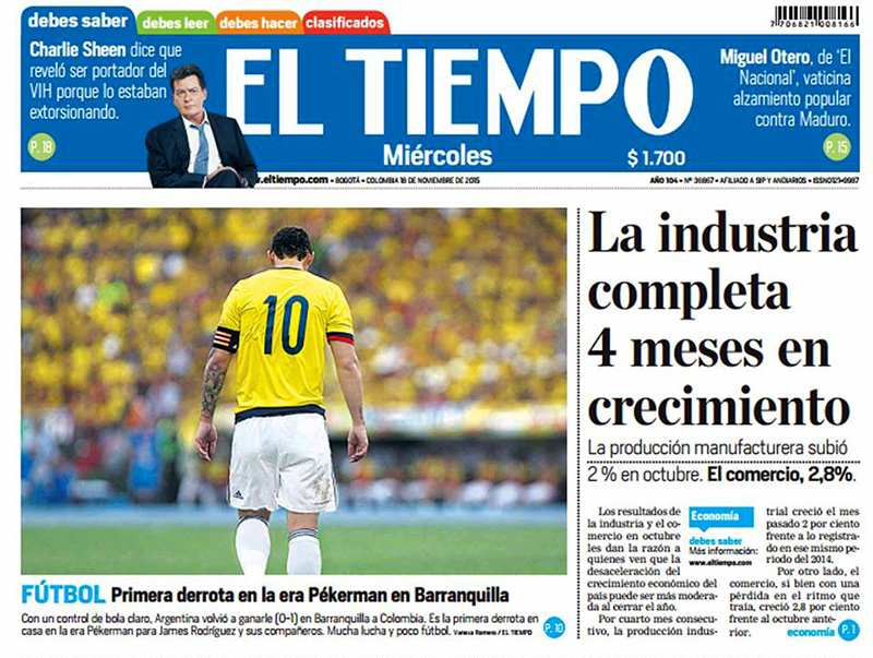 La revista de prensa de la derrota de Colombia ante Argentina por la Eliminatoria rumbo a Rusia