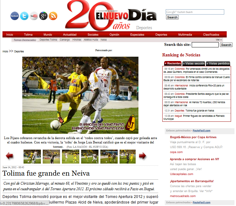 La prensa nacional e internacional resaltó la victoria del DEPORTES TOLIMA