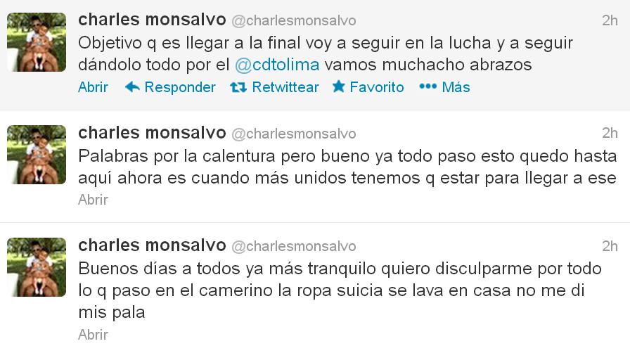"No medí mis palabras por la calentura", Charles Monsalvo
